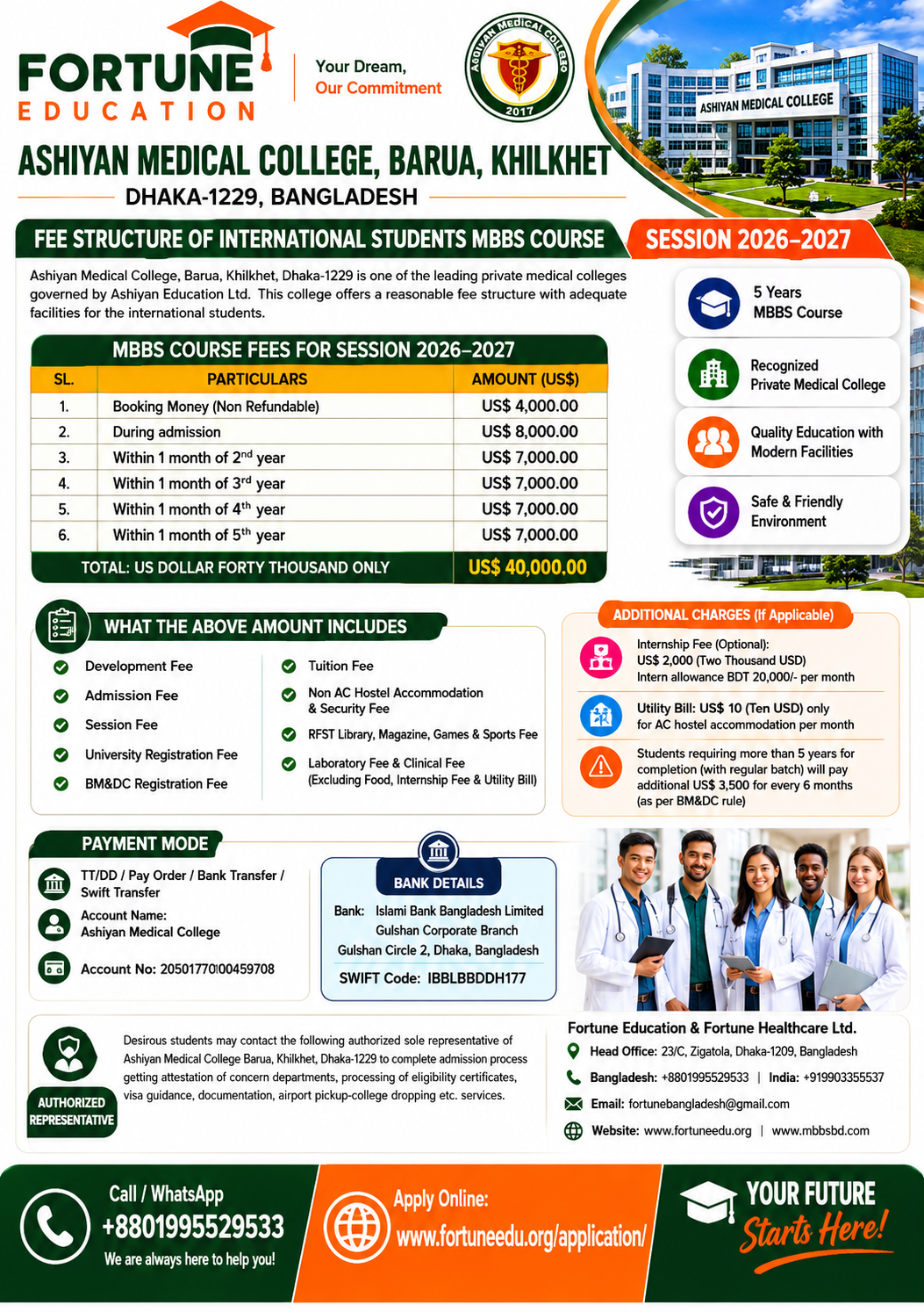 Ashiyan Medical College fee structure 2027
