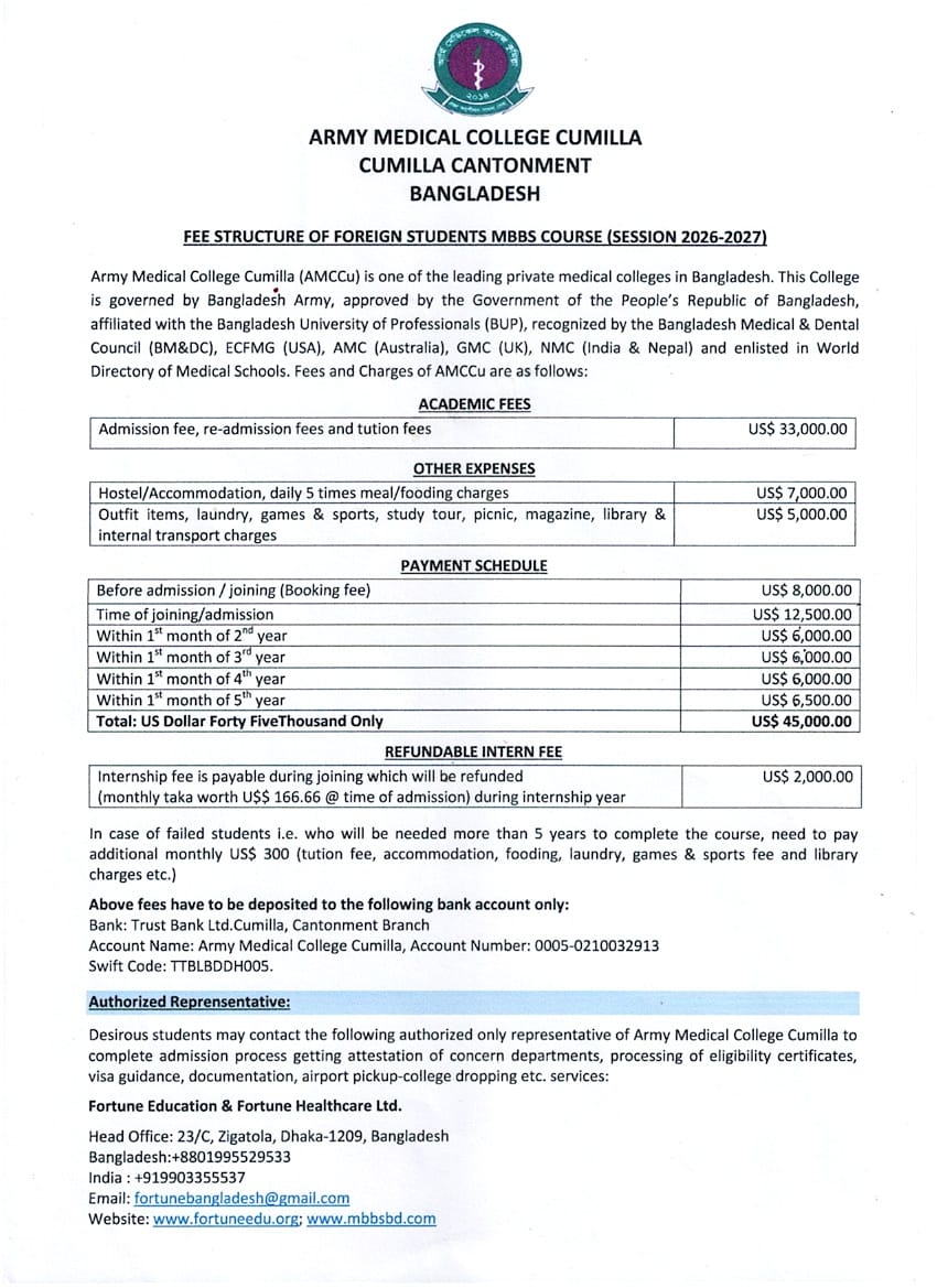 AMCCu Fees 2026-27